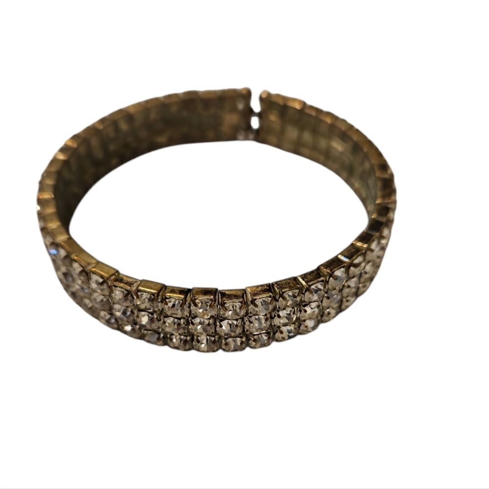 Vingtage  Gold and Rhinestone Open Slipon Bracelet